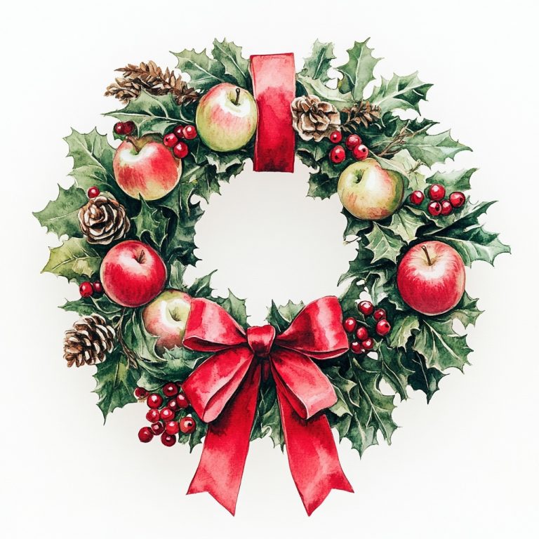 3D Watercolor Christmas Wreath