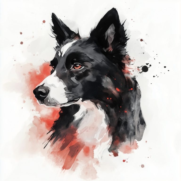 Abstract Border Collie Watercolor