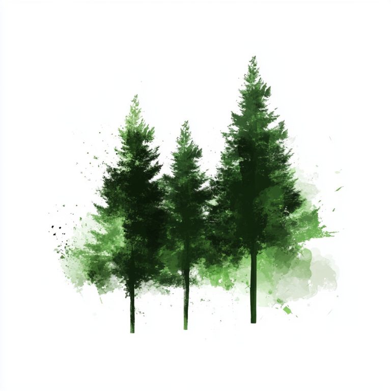 Abstract Green Conifers Trio