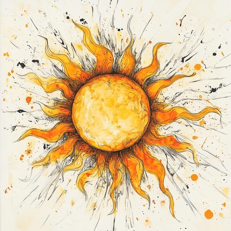 Abstract Ink Sun Illustration