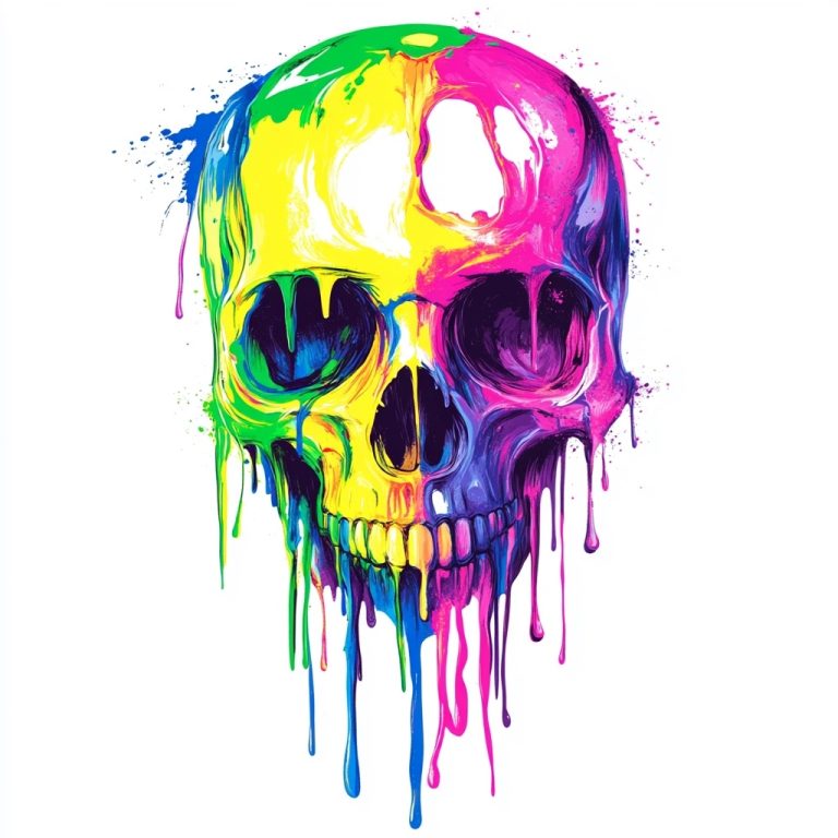 Abstract Melting Skull Illustration