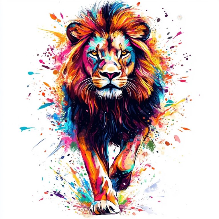 Abstract Realistic Lion Illustration