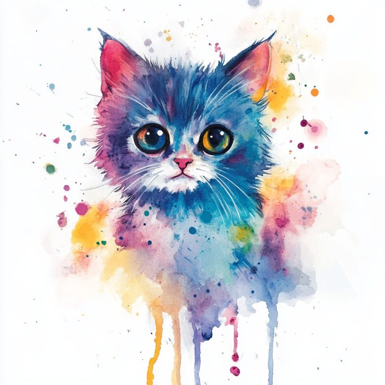 Abstract Watercolor Cat 1