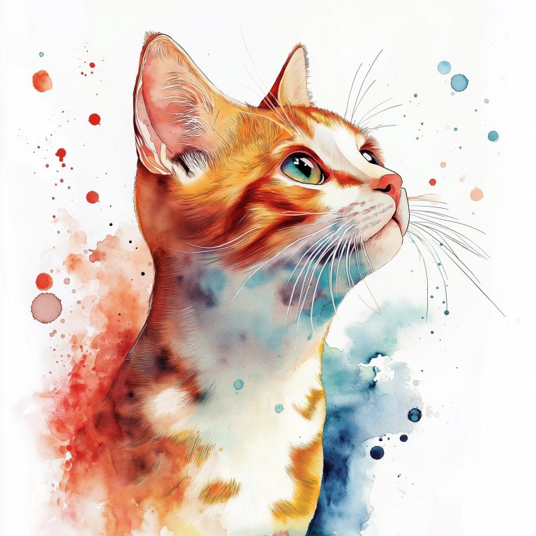 Abstract Watercolor Cat