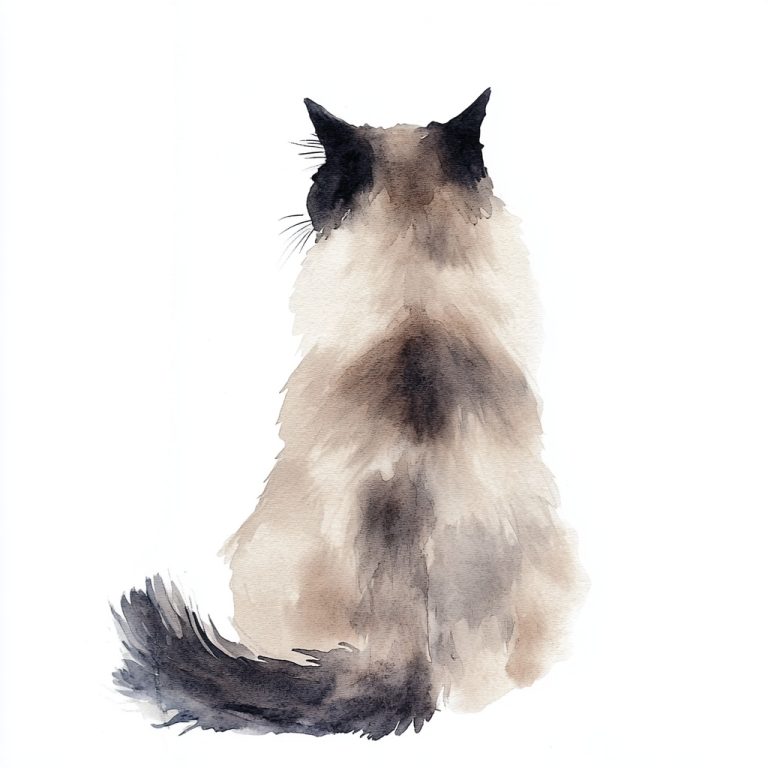 Abstract Watercolor Himalayan Cat