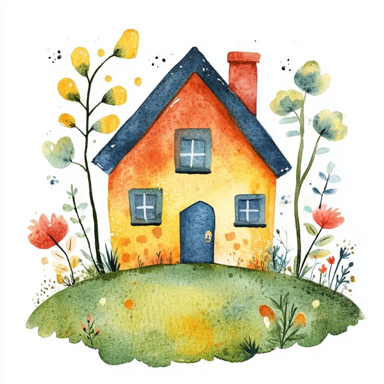 Abstract Watercolor House Clipart