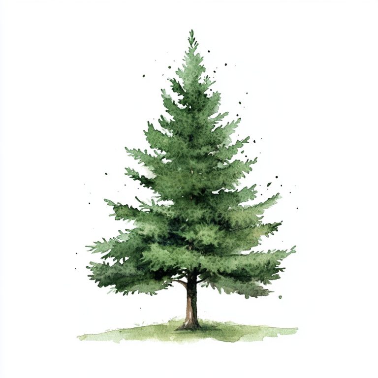 Abstract Watercolor Pine Tree