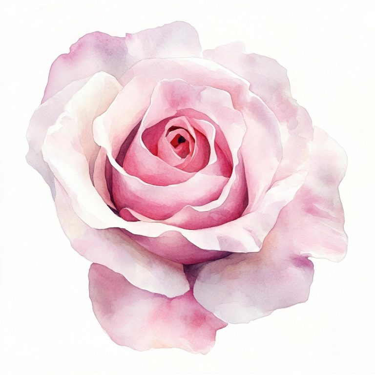 Abstract Watercolor Pink Rose