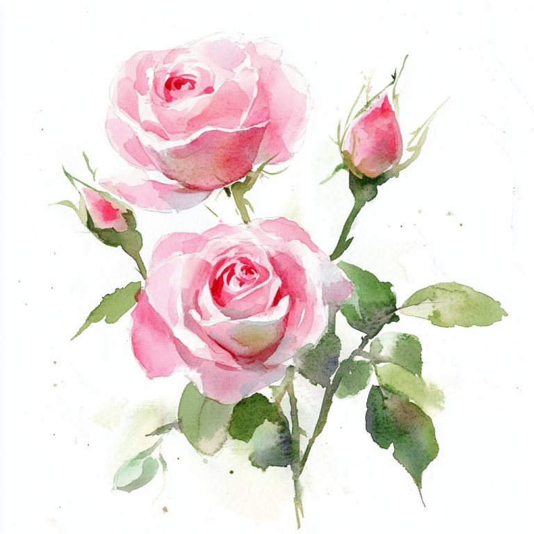 Abstract Watercolor Pink Roses