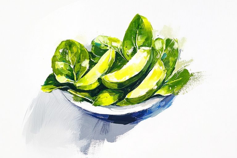 Acrylic Sketch of Spinach Leaves