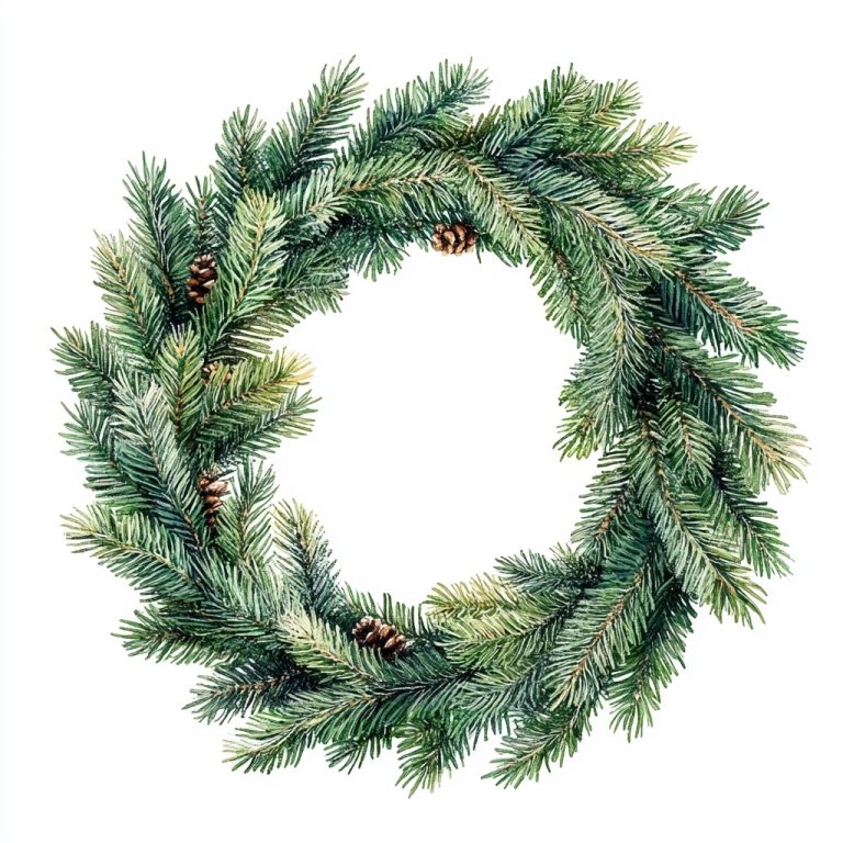 Aerial Watercolor Fir Wreath