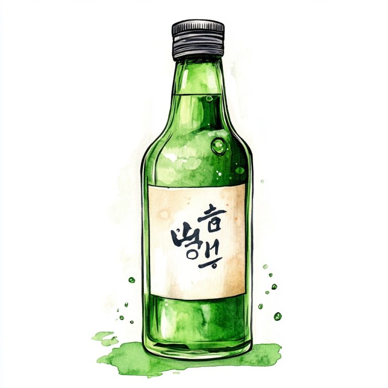 Anime Soju Bottle Illustration