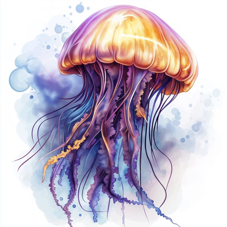 Antique Watercolor Jellyfish