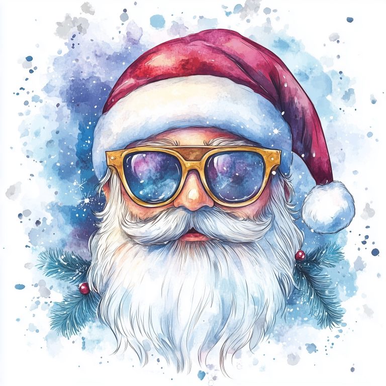 Aquarelle Hipster Santa Design