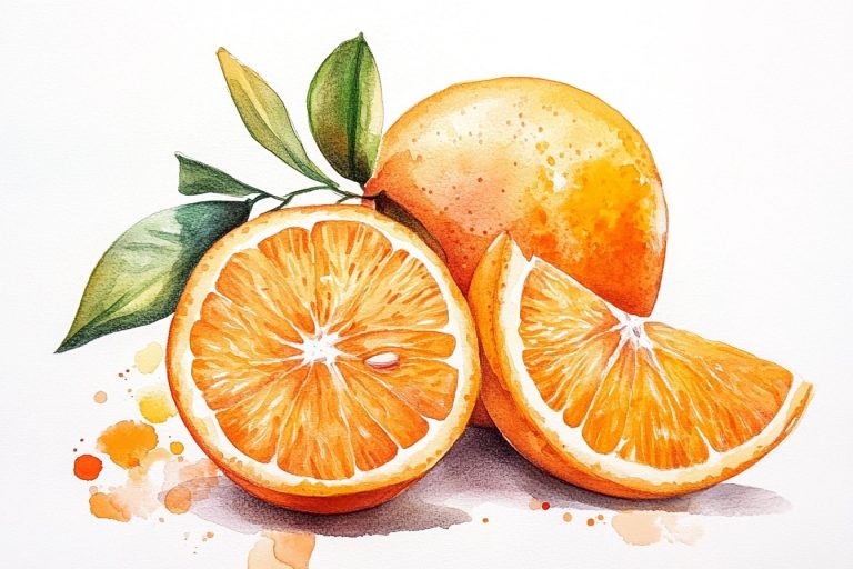 Aquarelle Oranges with Slices