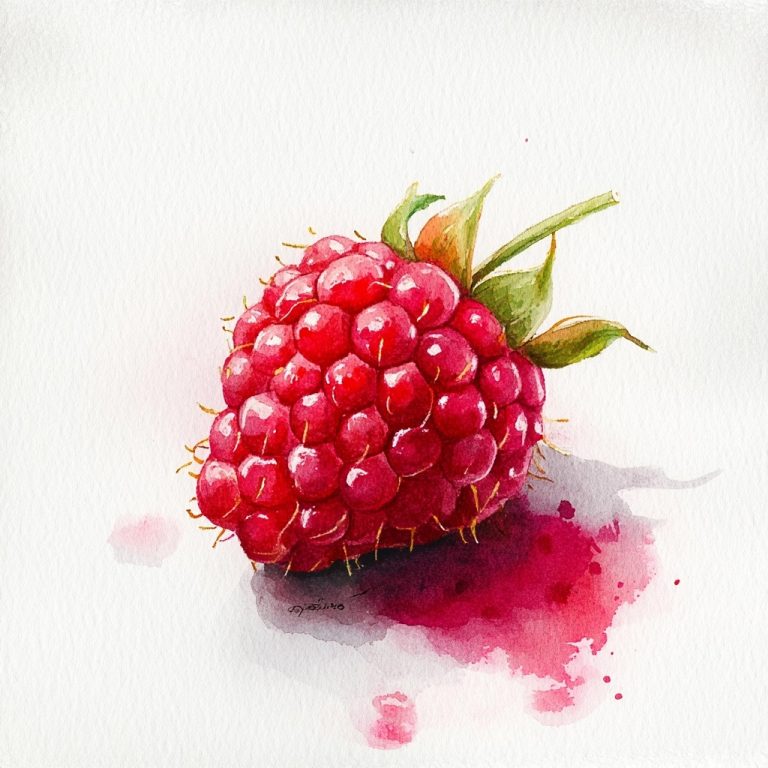 Aquarelle Raspberry on White