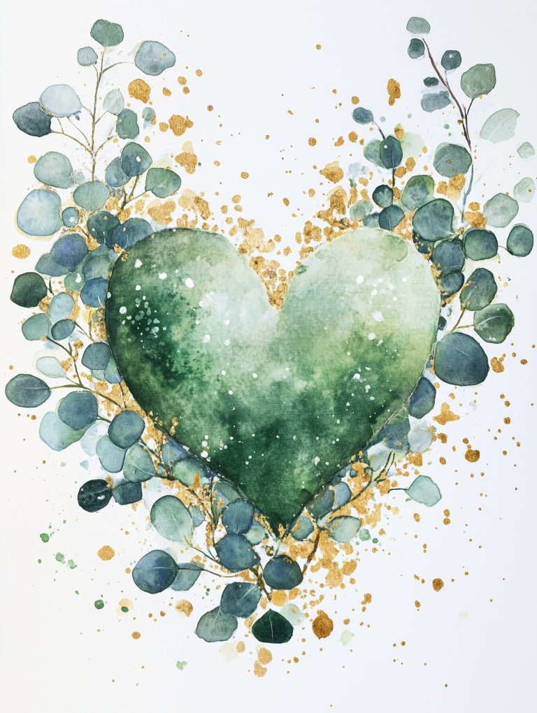 Aquarelle de Coeur Vert