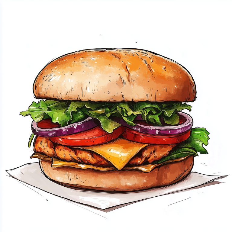 Artgerm Chicken Burger Illustration