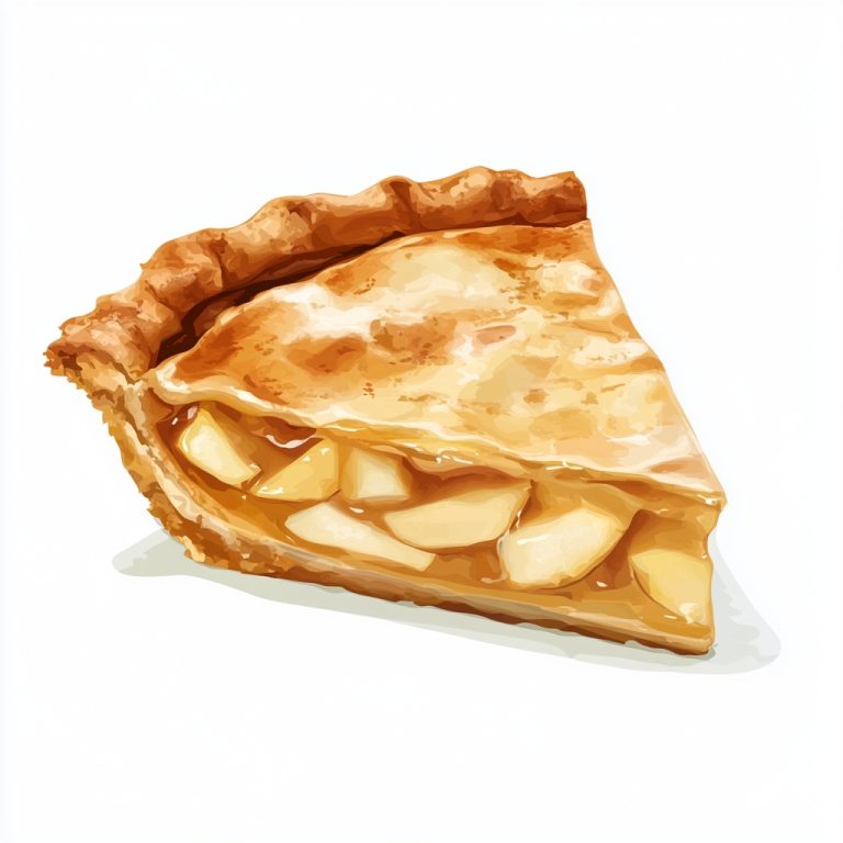 Artistic Rendering of a Slice of Apple Pie on a Crisp White Canvas