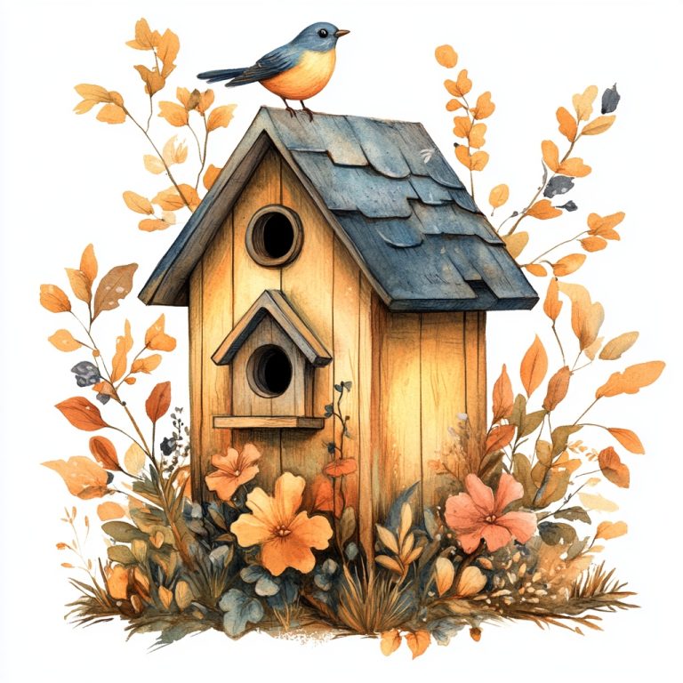 Autumn Birdhouse Clipart Illustration