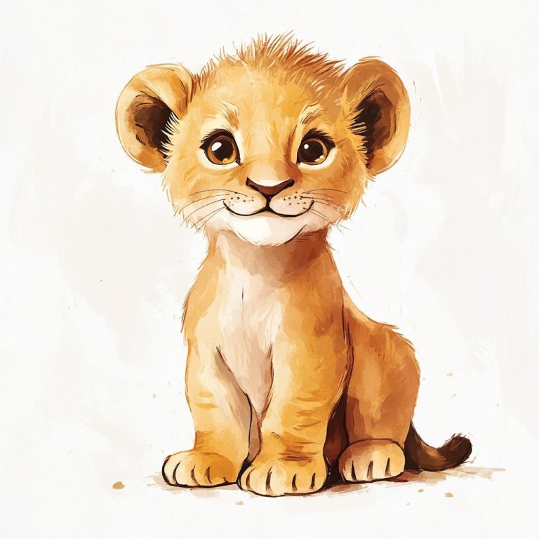 Baby Lion Illustration Portrait