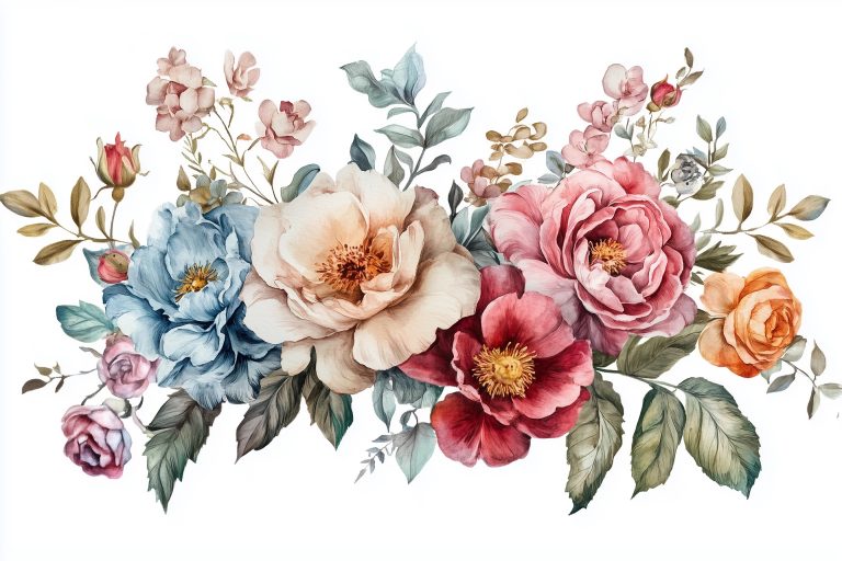 Baroque Floral Watercolor Arrangement scaled