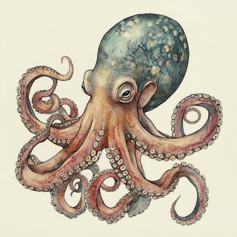 Beskow Style Octopus Illustration