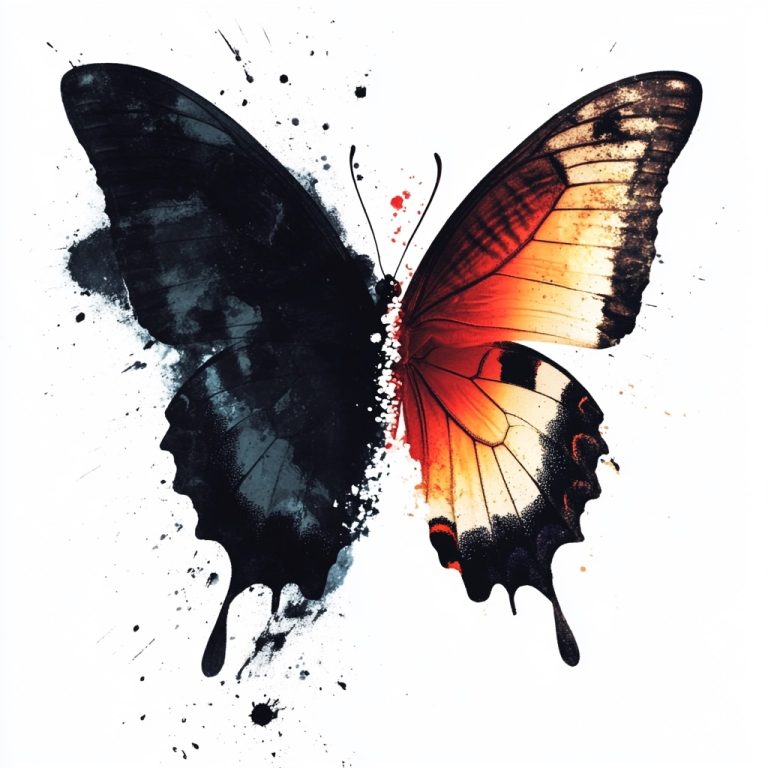 Bicolor Butterfly Contrast Illustration