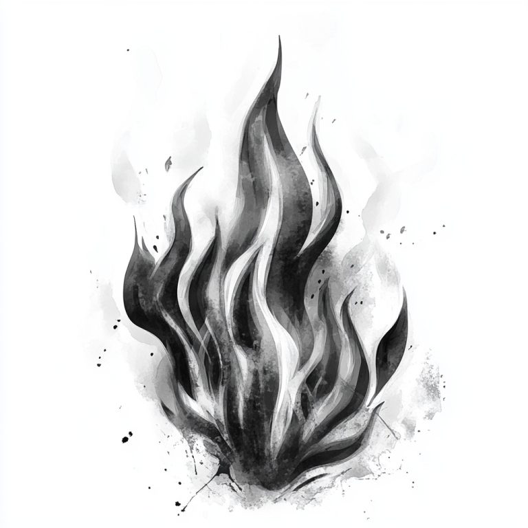 Black and White Watercolor Flames