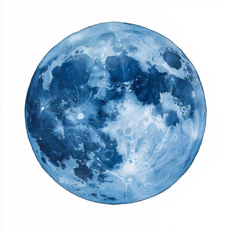 Blue Moon Watercolor Art