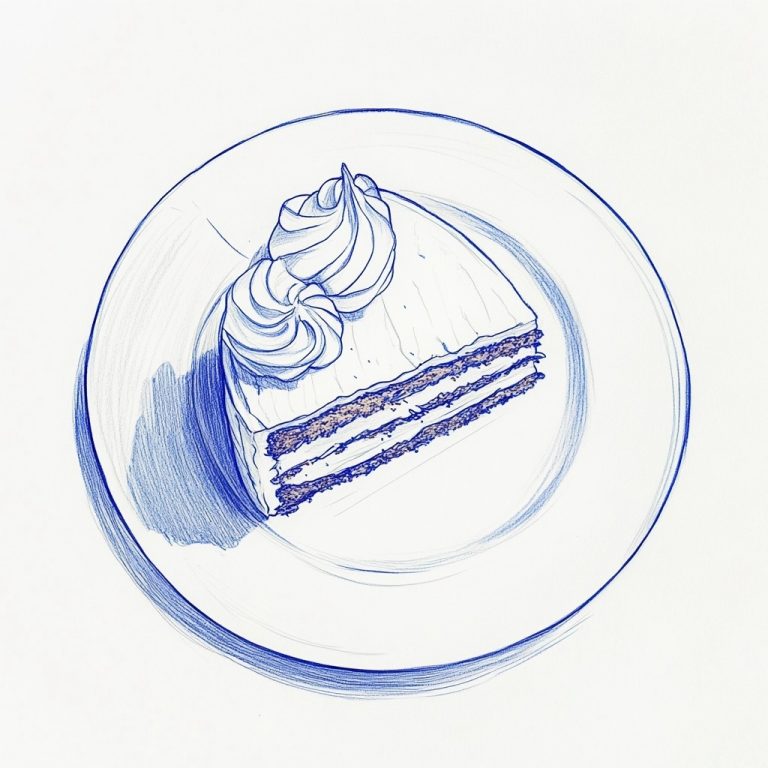 Blue Pen Cake Sketch