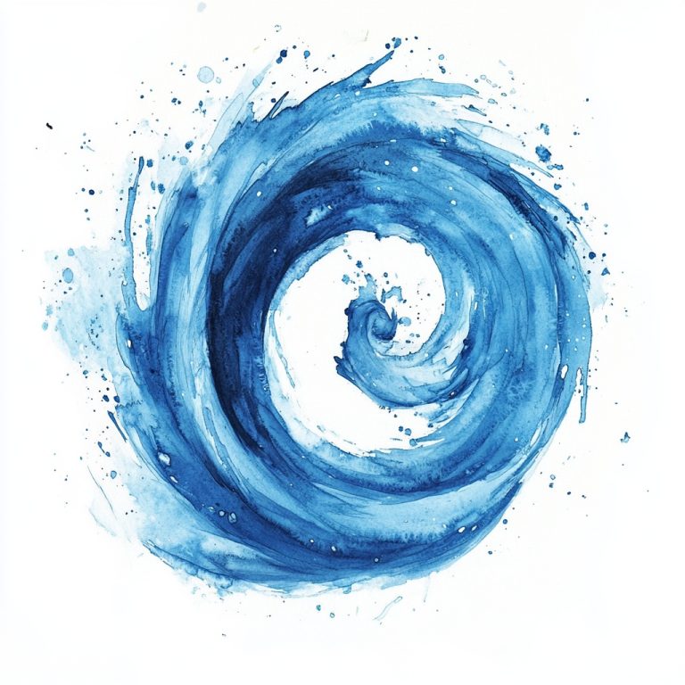 Blue Swirl Ink Illustration