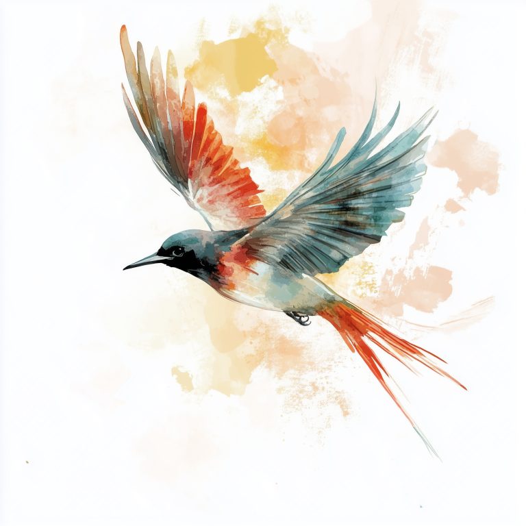 Boho Bird Watercolor Flight