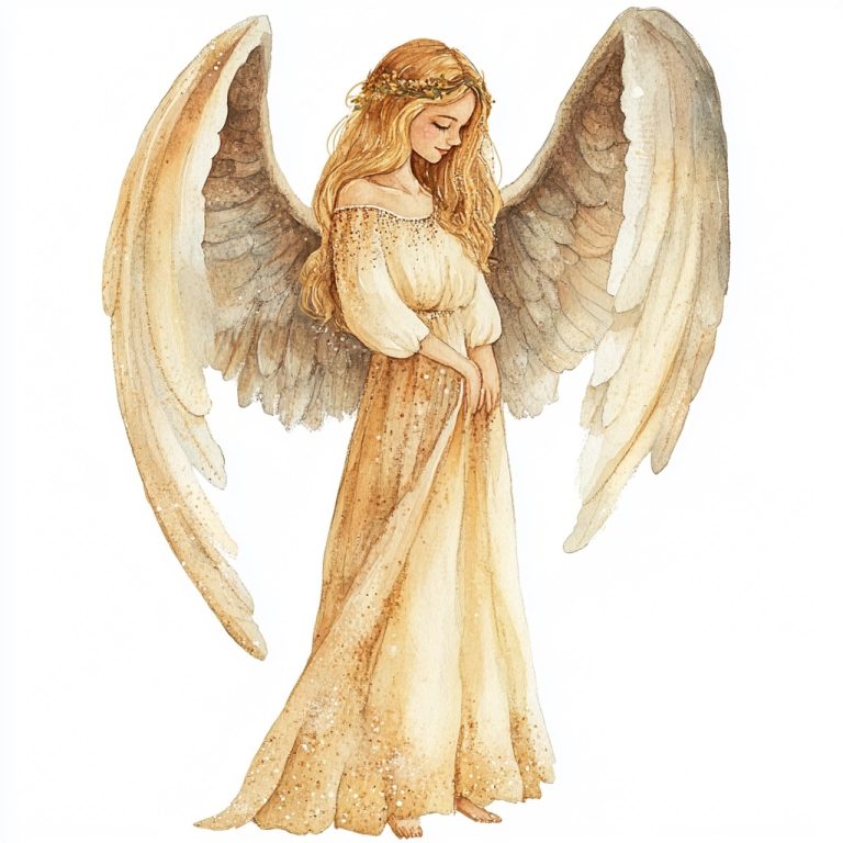 Boho Guardian Angel Watercolor