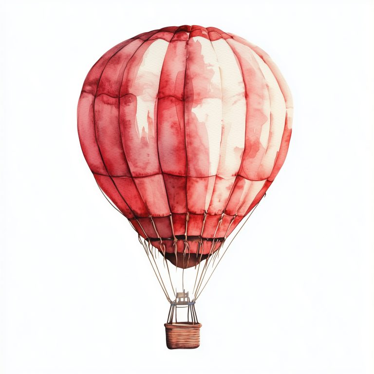 Boho Red Balloon Watercolor