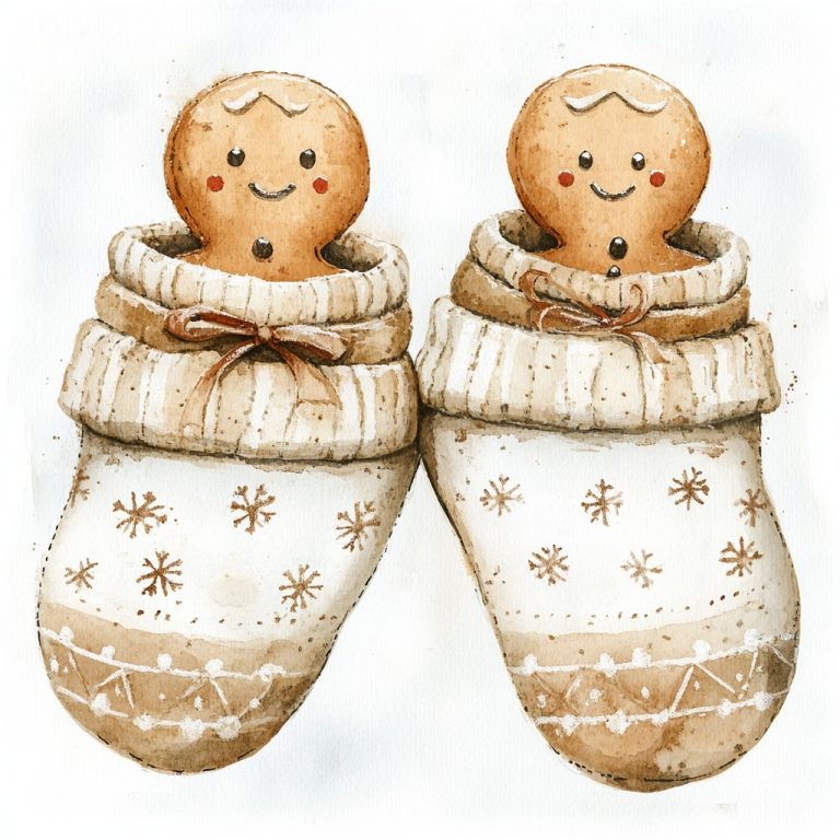 Boho Watercolor Christmas Mittens