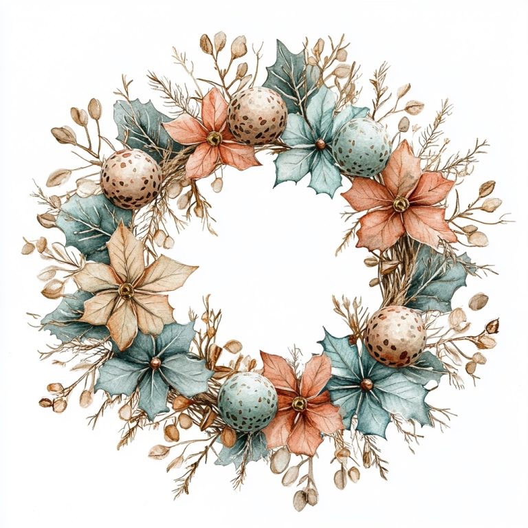 Boho Watercolor Christmas Wreath