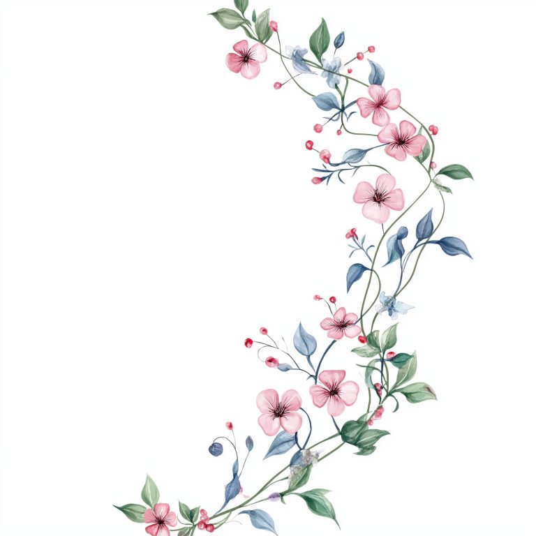 Boho Watercolor Wildflower Border