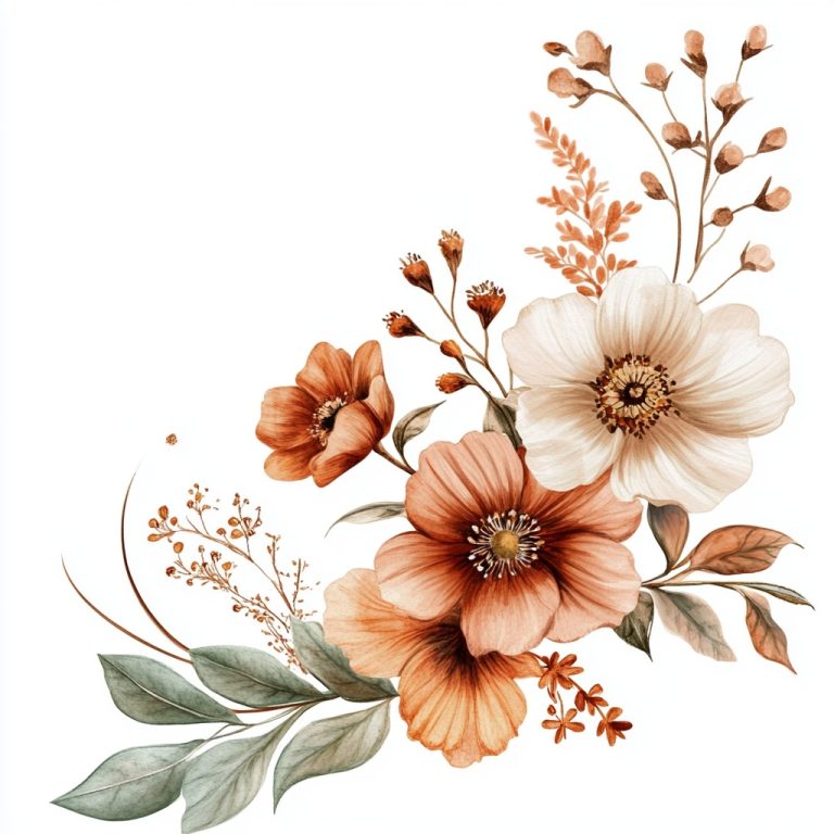 Botanical Fall Flowers Clip Art