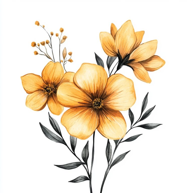 Botanical Flowers Illustration