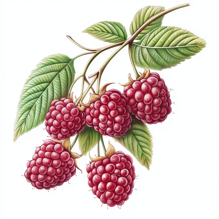 Botanical Raspberries Illustration