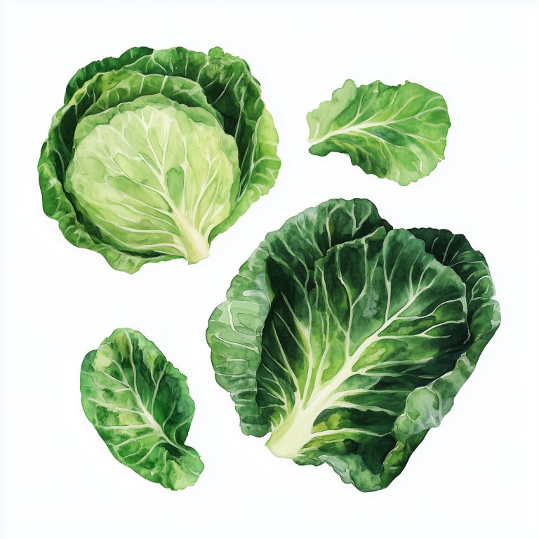 Cabbage Leaves on White