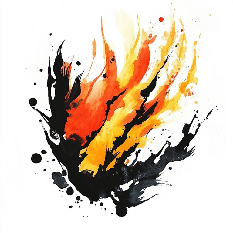 Calligraphic Fire Ink Painting