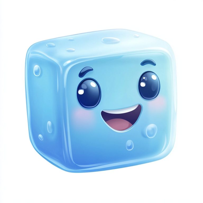 Cartoon Blue Cube Emoji