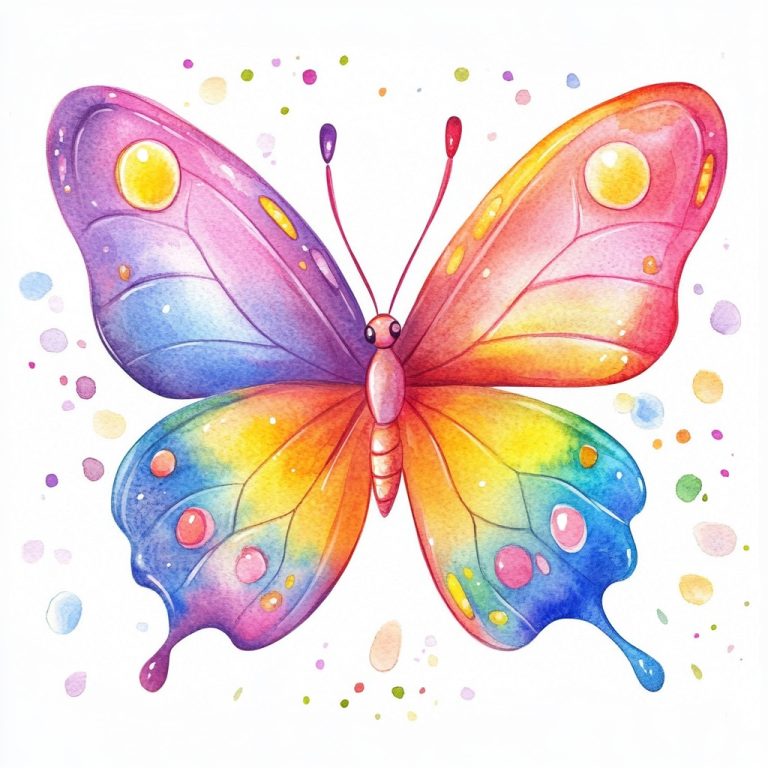 Cartoon Butterfly Watercolor Design