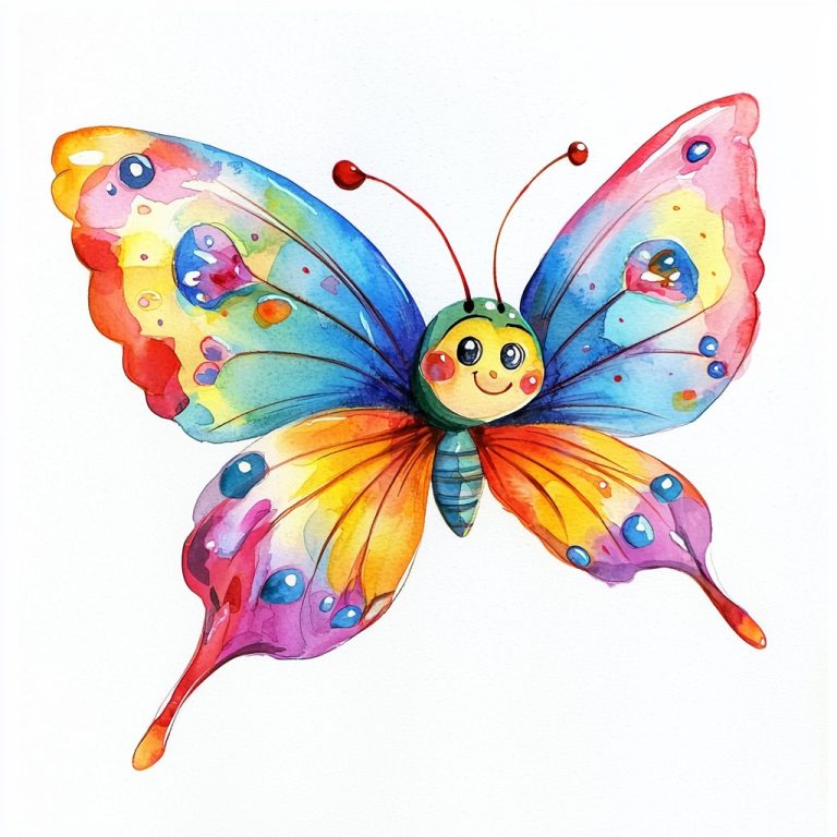 Cartoon Butterfly in Watercolor