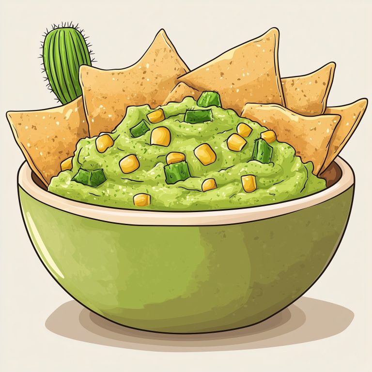 Cartoon Cactus Guacamole Still Life