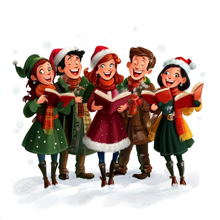 Cartoon Carolers Clipart Scene