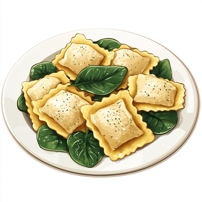 Cartoon Chicken Spinach Ravioli