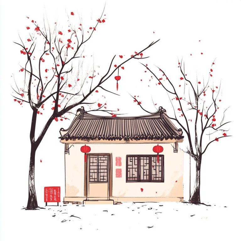 Cartoon Chinese House Scene